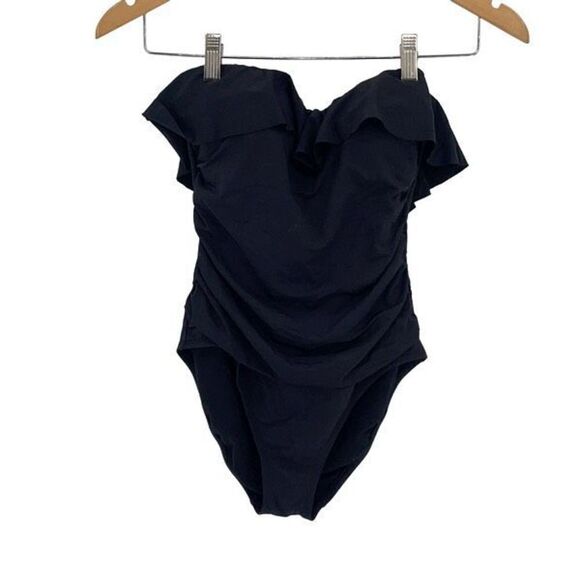 Bleu Rod Beattie Womens Ruffle Bandeau Wave Runner One-Piece Swimsuit Black Sz 4 - Picture 2 of 10
